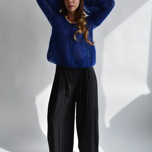 Blue Kid Mohair Sweater | Handmade Oversized Knit Pullover | Luxury Lightweight Sweater Bild 6
