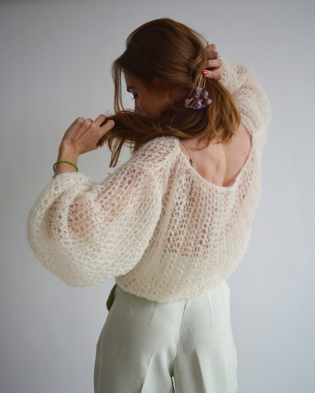 トップス moripon Lace mohair knit / ivory Lace mohair knit / ivory（1月下旬頃発送予定） | moripon.