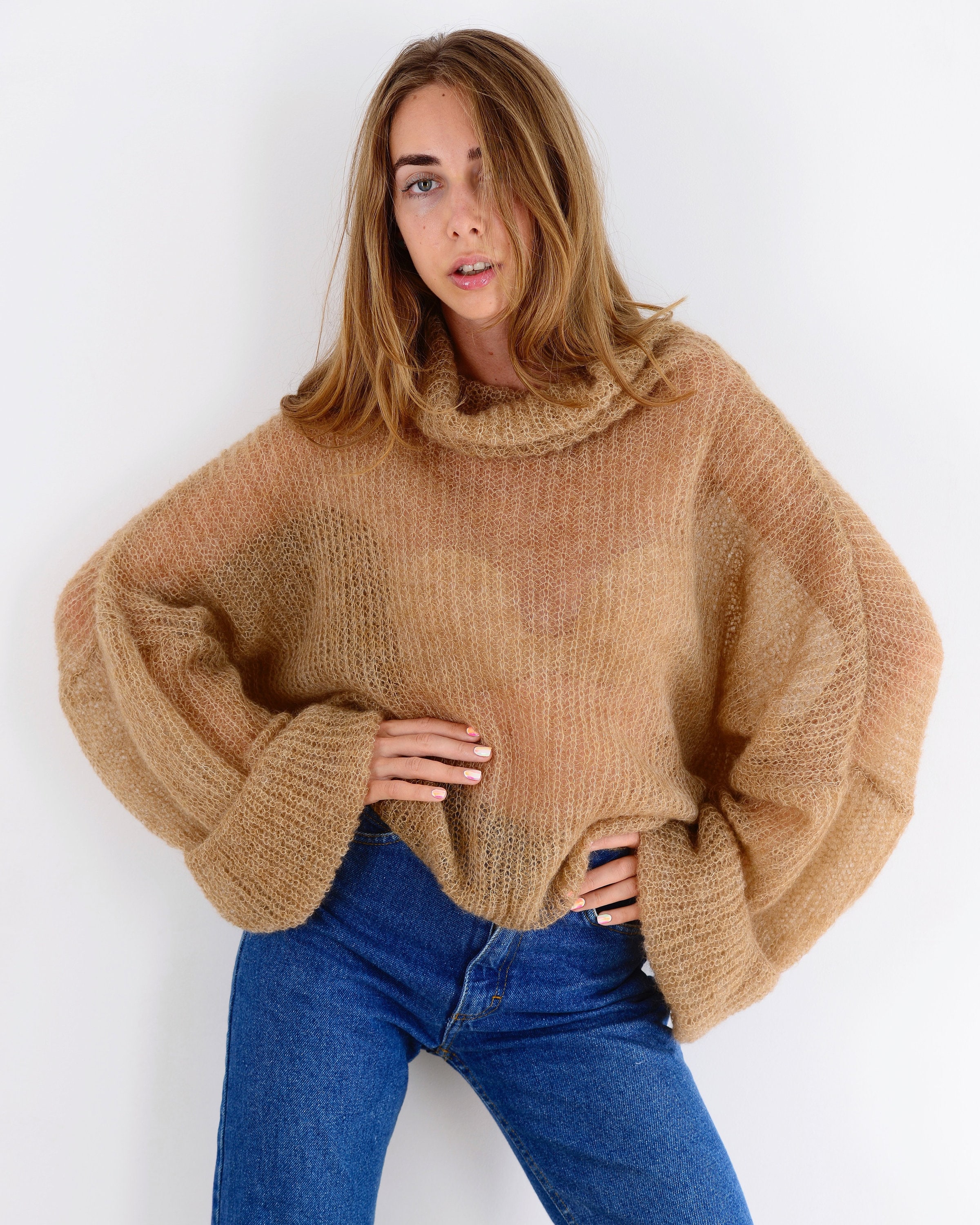 Fuzzy Soft Sweater Fluffy Elegant Pullover Eyelash Yarn Sweater