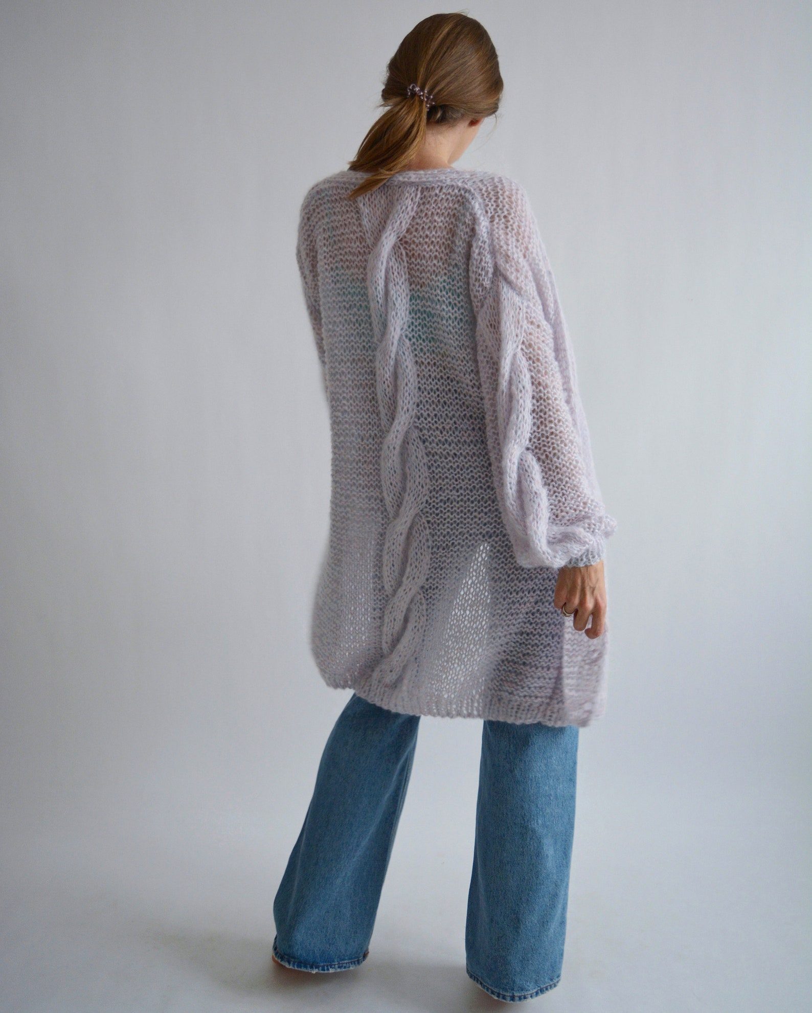 lilac mohair cardigan