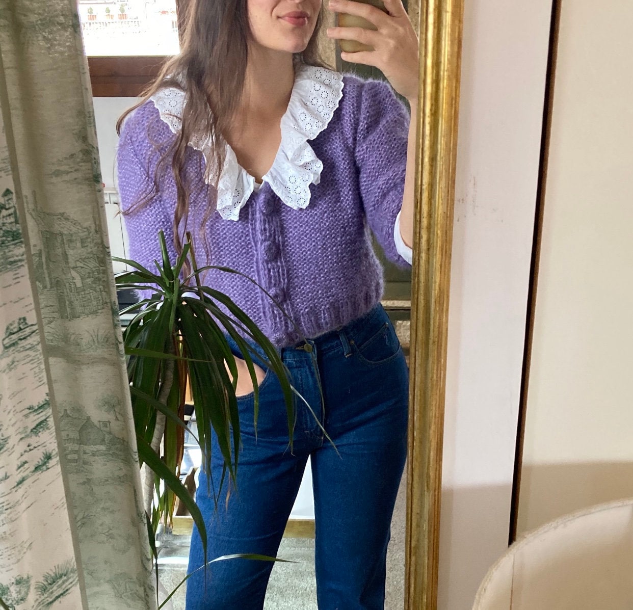 Handmade Lavender Mohair Cropped Cardigan: Retro Chic Knit - Etsy