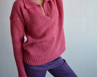 Vintage pink knit polo sullen ours タイラー