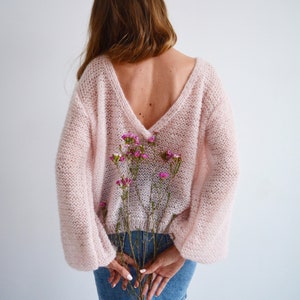 【送料&関税込】Bally Light Pink Wool Sweater Light Pink Sweater, Light Pink Cardigan, Knitwear Handmade