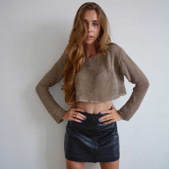 Cotton Knit Sweater, Cropped Sweater, Short Sweater, Summer Sweater, Cotton  Pullover, Crop Sweater, Sexy Sweater, Loose Knit Sweater, Top 