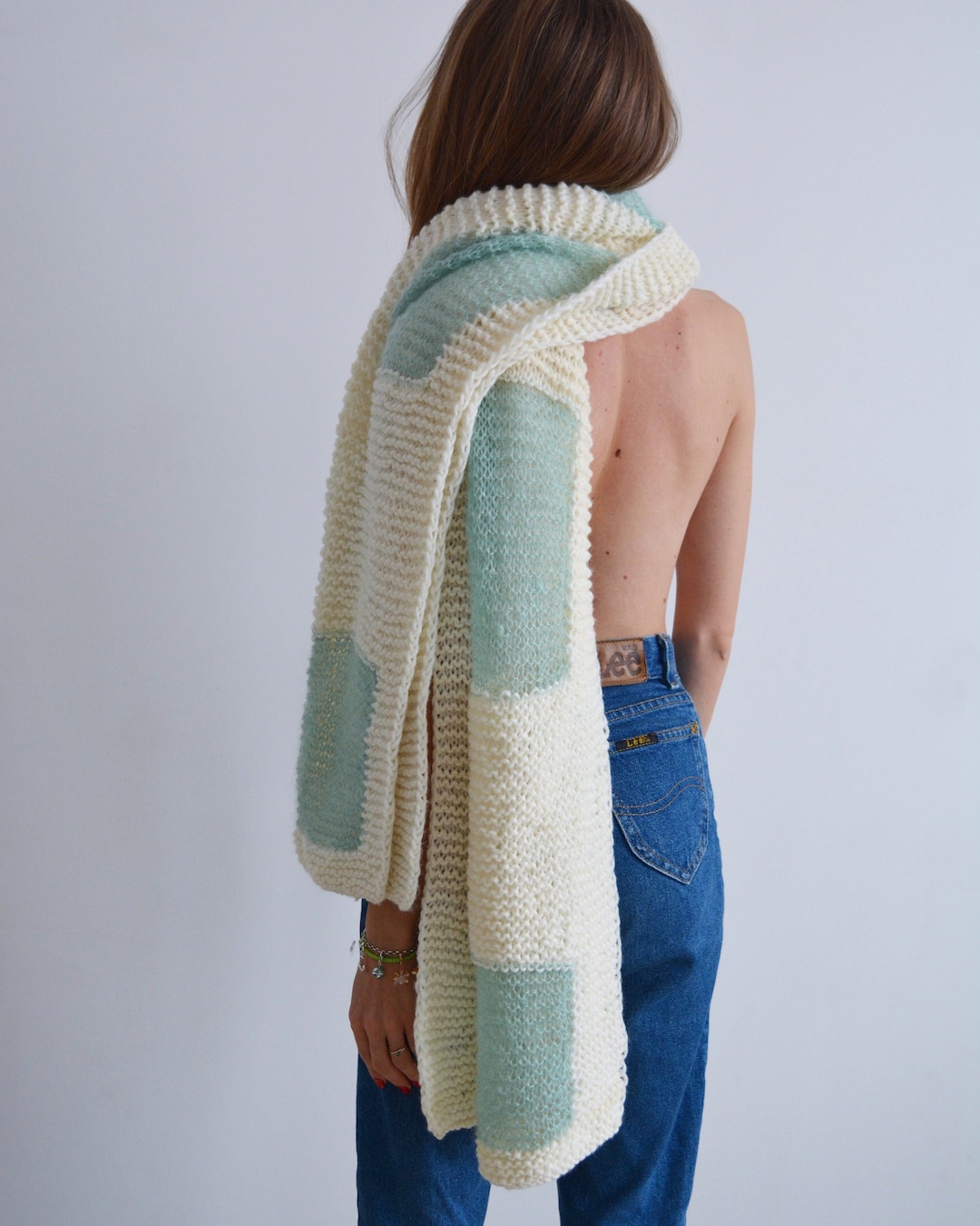 White Merino Wool Winter Scarf Chunky Knit Unisex Scarf Long Unique ...