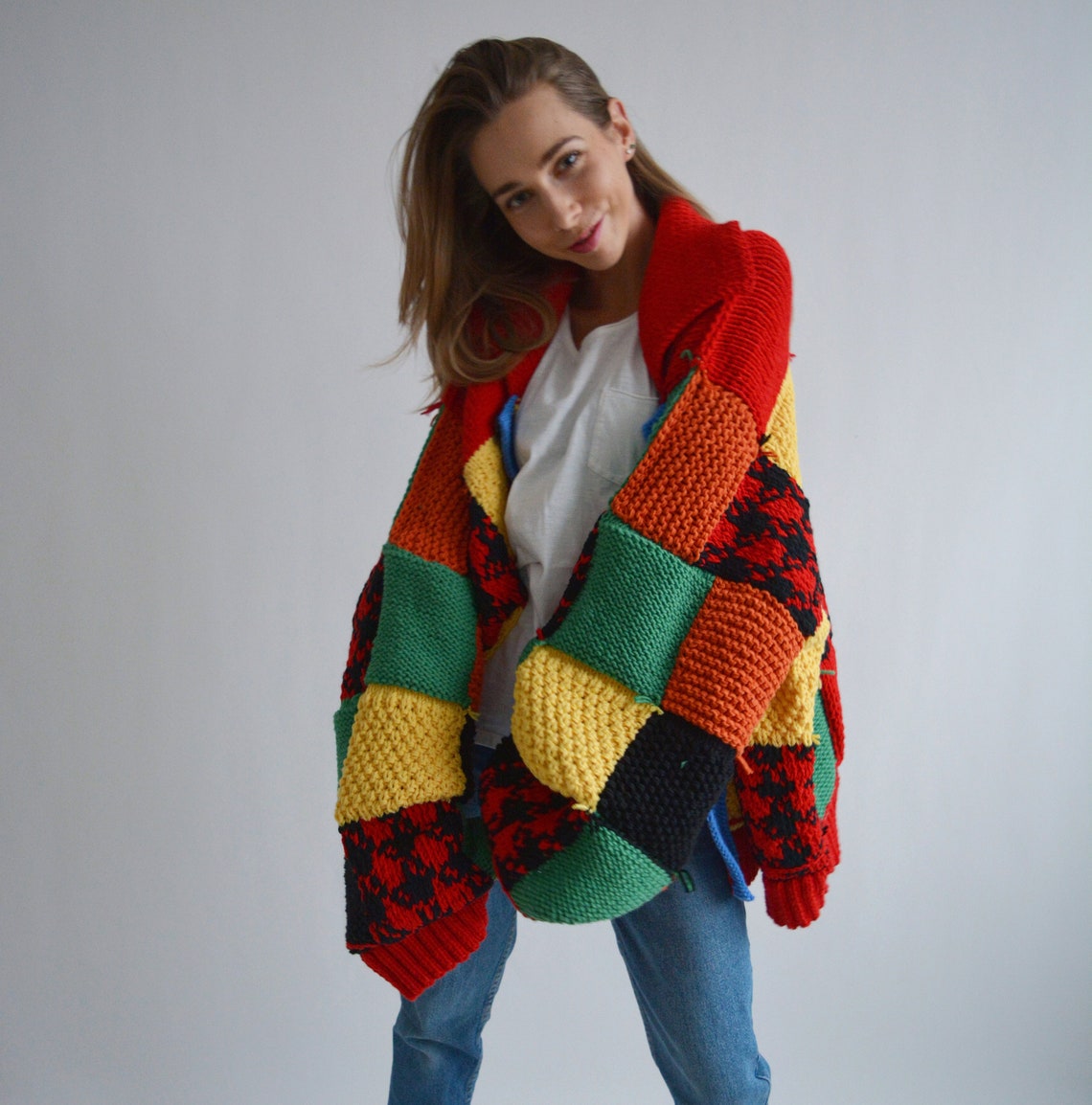 JW Anderson colourblock cardigan Harry Styles patchwork | Etsy