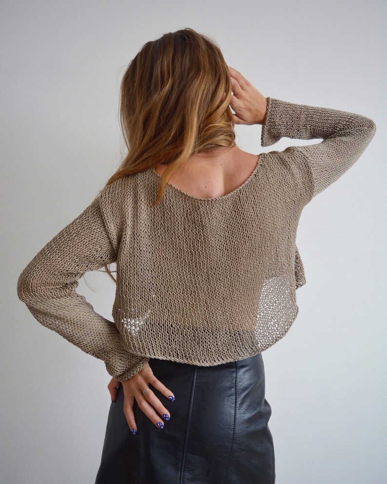Cotton knit sweater cropped sweater short sweater summer Etsy