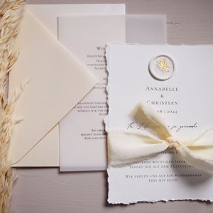 Einladungskarte zur Hochzeit mit Siegel weiß inkl. Kuvert Hochzeitseinladungskarte Hochzeitskarte Papeterie Hochzeit Einladungskarte