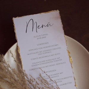 Menükarte Hochzeit goldfarbene Verzierung Hochzeitsmenü Hochzeit Menü Taufe Menükarte Konfirmation Kommunion Speisekarte Hochzeit