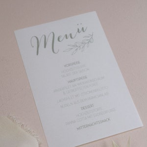 Menükarte für Hochzeitsmenü, Taufe, Kommunion, Konfirmation