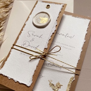 Einladungskarte zur Hochzeit mit Siegel weiß inkl. Kuvert Hochzeitseinladungskarte Hochzeitskarte Papeterie Hochzeit Einladungskarte