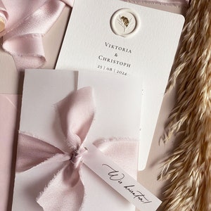 Einladungskarte zur Hochzeit mit Siegel weiß inkl. Kuvert Hochzeitseinladungskarte Hochzeitskarte Papeterie Hochzeit Einladungskarte