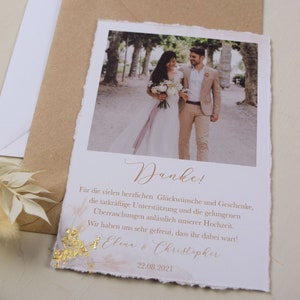 Dankeskarte "Peach&Gold" zur Hochzeit, Klappkarte zur Hochzeit, individuell bedruckte Karte inkl Kuvert, Danksagung Hochzeit