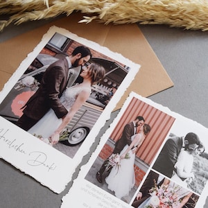 Dankeskarte "Danke 12" zur Hochzeit, gerissene Kanten Danke Karte zur Hochzeit, Fine Art, Thank you Card, Danksagung Hochzeit