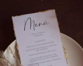 Menu Card Wedding Motif "Pastel & Gold" , Gold-colored decoration