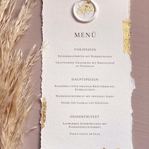 Menükarte Hochzeit mit Siegel weiß Hochzeitsmenü Hochzeit Menü Taufe Menükarte Konfirmation Kommunion Speisekarte Hochzeit
