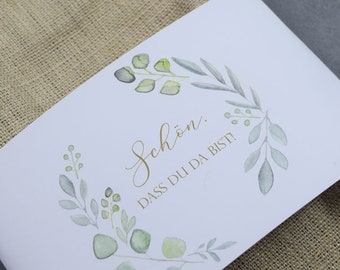 Papeterie Set, "Salbei Liebe" Hochzeit/Geburtstag/Taufe, Anhänger und Serviettenbanderole im Set