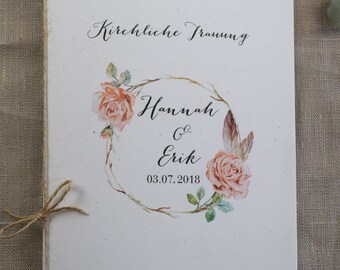 Kirchenheft Hülle "Rosy" vintage Kirchenblatt, Trauheft