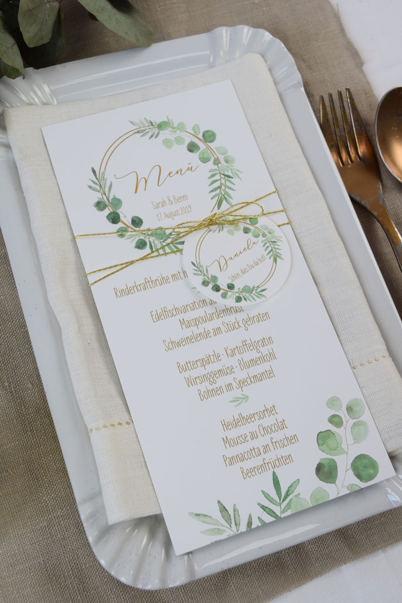 Menükarte Hochzeit Motiv RingLiebe Speisekarte Hochzeit Etsy