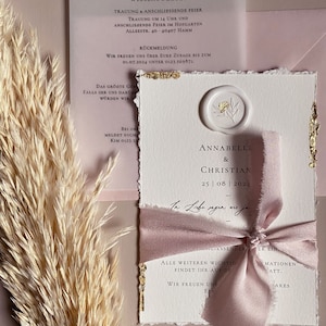 Einladungskarte zur Hochzeit mit Siegel weiß inkl. Kuvert Hochzeitseinladungskarte Hochzeitskarte Papeterie Hochzeit Einladungskarte