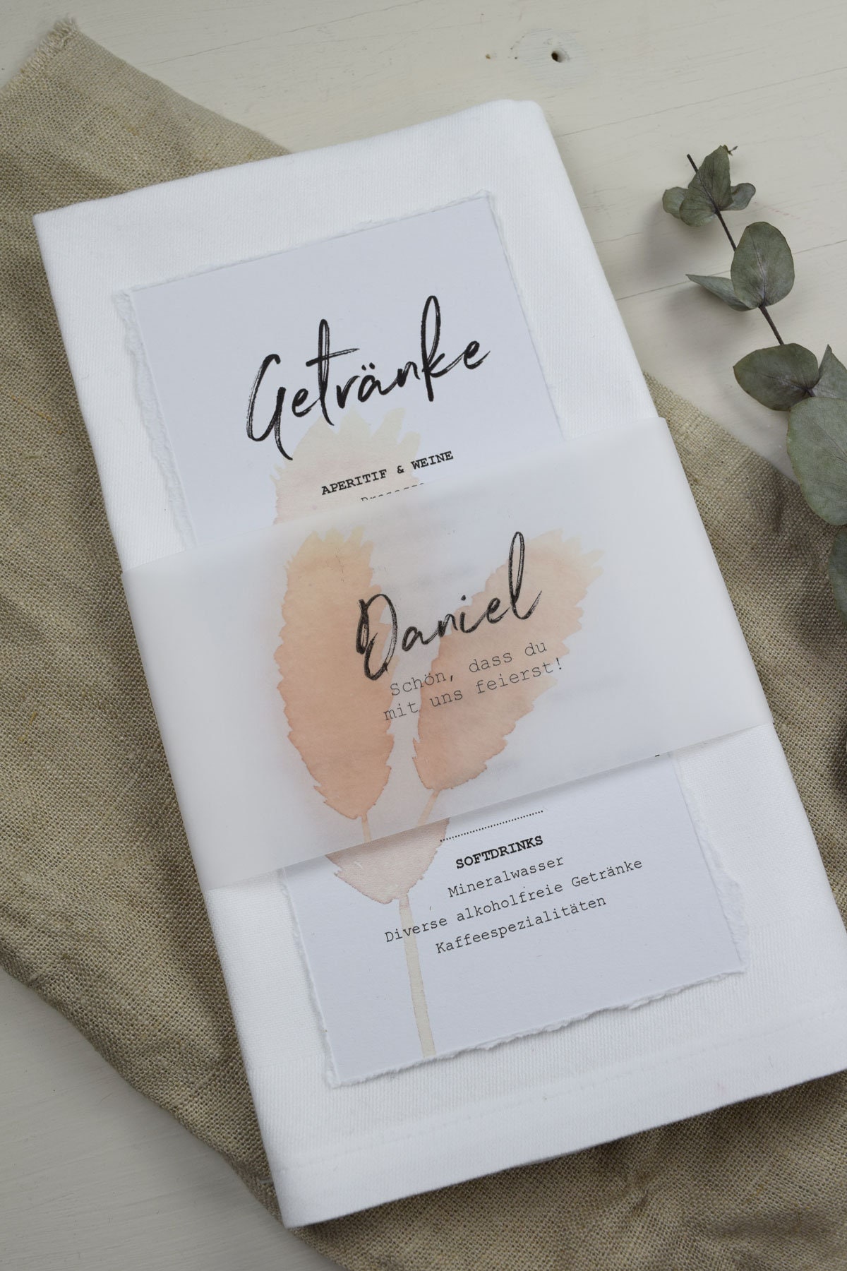 Napkins Banderole Pampasgrass Place Card