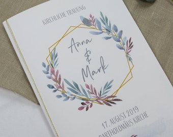 Kirchenheft "Hülle" Hochzeit "Boho-Liebe", Trauheft, kirchliche Trauung, Kirchenblatt Hochzeit