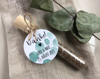 Guest gift wedding "Eucalyptus" flower meadow, wedding gift, individually printed pendant, name card