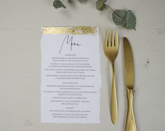 Menu Card Wedding Motif "gold-love" , Gold-colored decoration