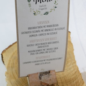 Menükarte für Hochzeitsmenü Motiv -Natur Liebe- Taufe, Kommunion, Konfirmation