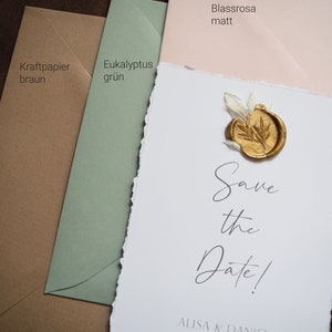 Save the Date Karte  A6, goldfarbenes Siegel