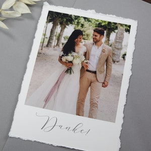 Dankeskarte "Danke 3" zur Hochzeit, gerissene Kanten Danke Karte zur Hochzeit, Fine Art, Thank you Card, Danksagung Hochzeit