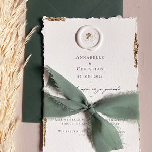 Einladungskarte zur Hochzeit mit Siegel weiß inkl. Kuvert Hochzeitseinladungskarte Hochzeitskarte Papeterie Hochzeit Einladungskarte