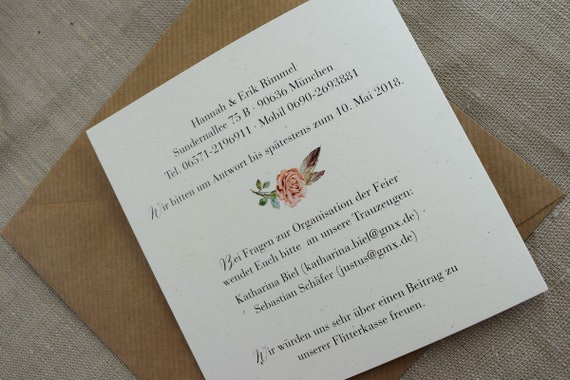 Hochzeitseinladung Rosy Vintage Einladungskarte Etsy