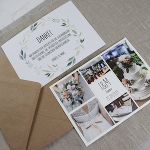 Dankeskarte "Natur Liebe" zur Hochzeit, individuell bedruckte Karte inkl Kuvert, Danksagung Hochzeit