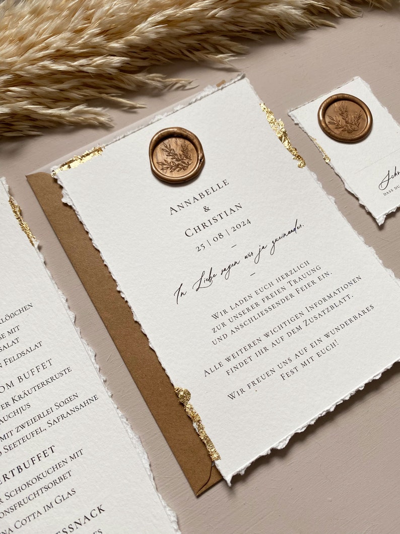Hochzeits-Papeterie-Set / Einladungskarte inkl. Kuvert / Menü und Platzkarte Bild 1