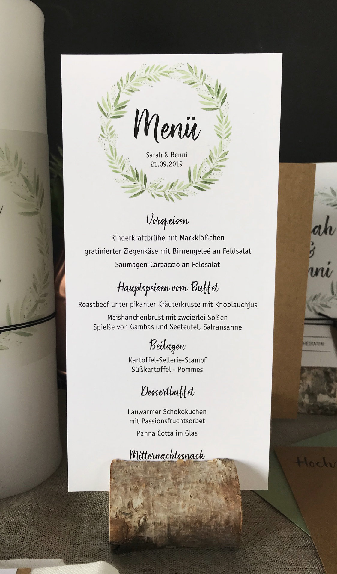 Menükarte Hochzeit Motiv blühende Liebe Etsy