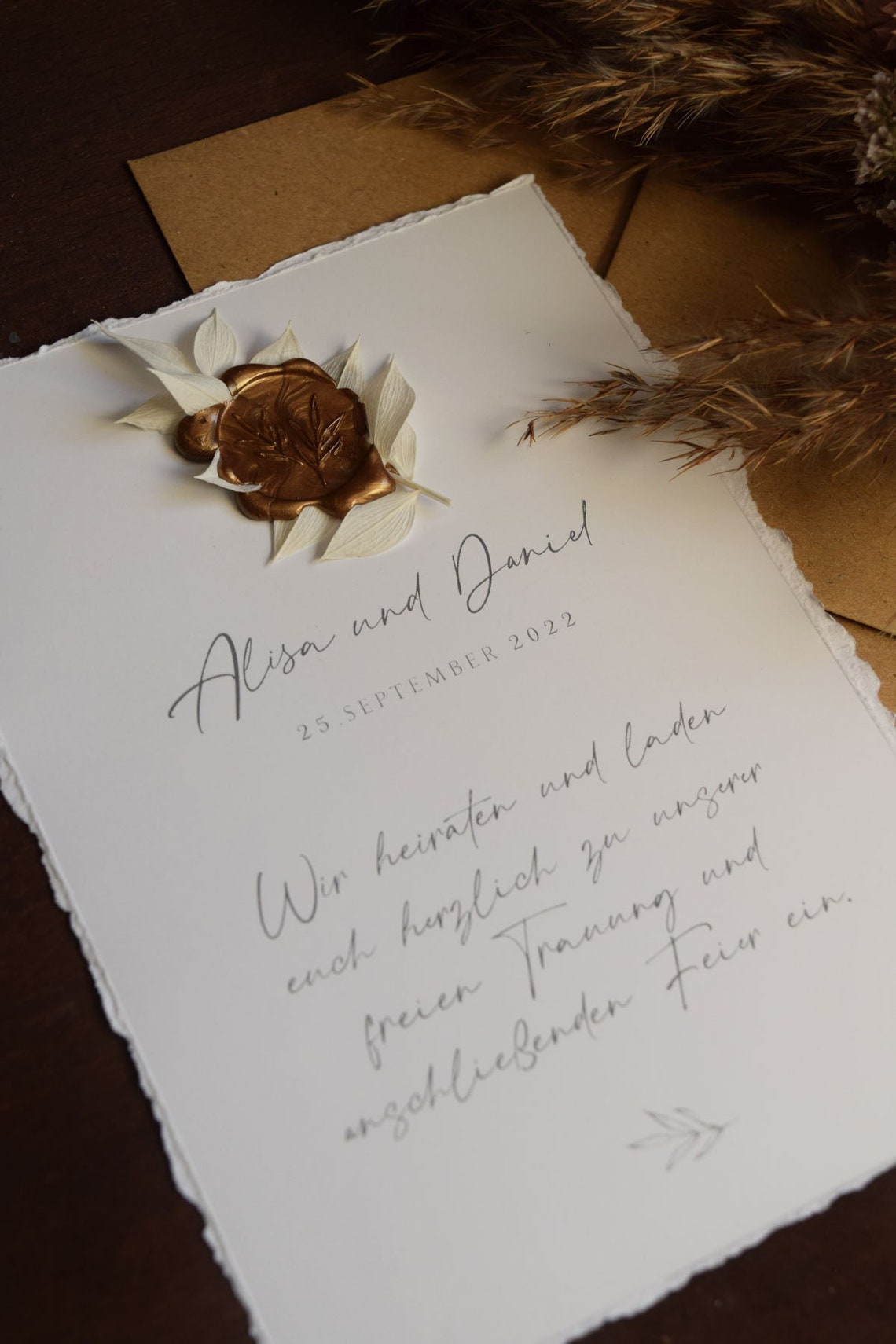 Hochzeitseinladung - Der komplette Guide Einladungskarte zur Hochzeit mit Siegel Bild 1