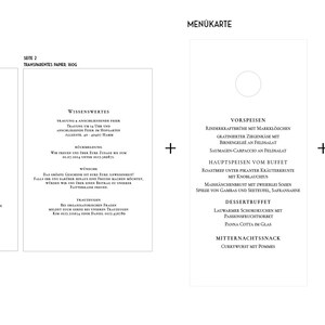 Hochzeits-Papeterie-Set / Einladungskarte inkl. Kuvert / Menü und Platzkarte Bild 5