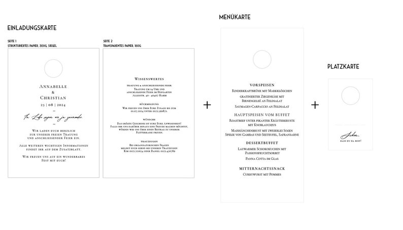 Hochzeits-Papeterie-Set/Puderfarbenes Schleifenband/ Einladungskarte inkl. Kuvert / Menü und Platzkarte image 2