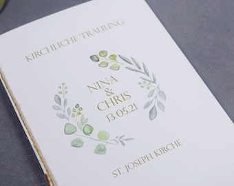 Kirchenheft "Hülle" Hochzeit "Salbei Liebe" Trauheft, Kirchenblatt Hochzeit, kirchliche Trauung