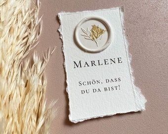 Tischkarte Hochzeit Platzkarte Hochzeit mit Siegel  Tischkarte Taufe  Konfirmation Kommunion Platzkarte Hochzeitsgast Namenskarte Hochzeit