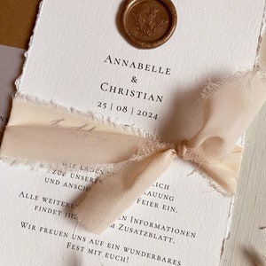Einladungskarte zur Hochzeit mit Siegel Goldfarbend, inkl. Kuvert image 2
