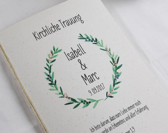 Kirchenheft "Hülle" Hochzeit "Grüne-liebe" Trauheft, Kirchenblatt Hochzeit, kirchliche Trauung