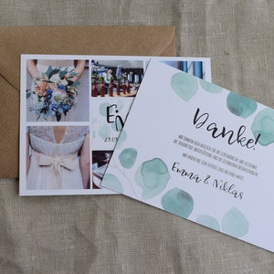 Dankeskarte Hochzeit "Eukalyptus", Danksagung zur Hochzeit, individueller Druck