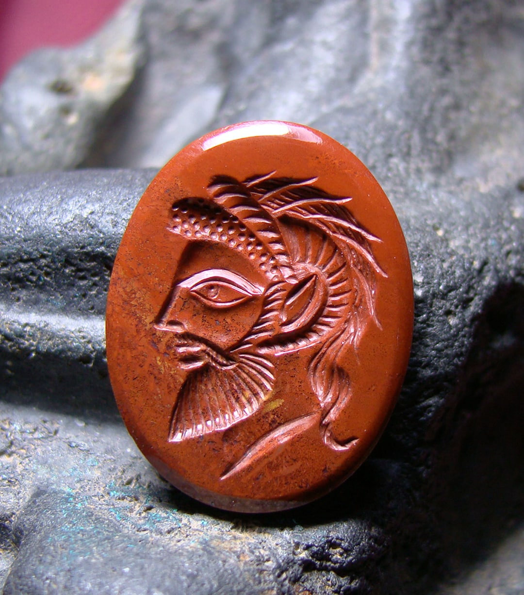 Red Jasper Intaglio Handmade Engraving With Satyr. Unique. - Etsy