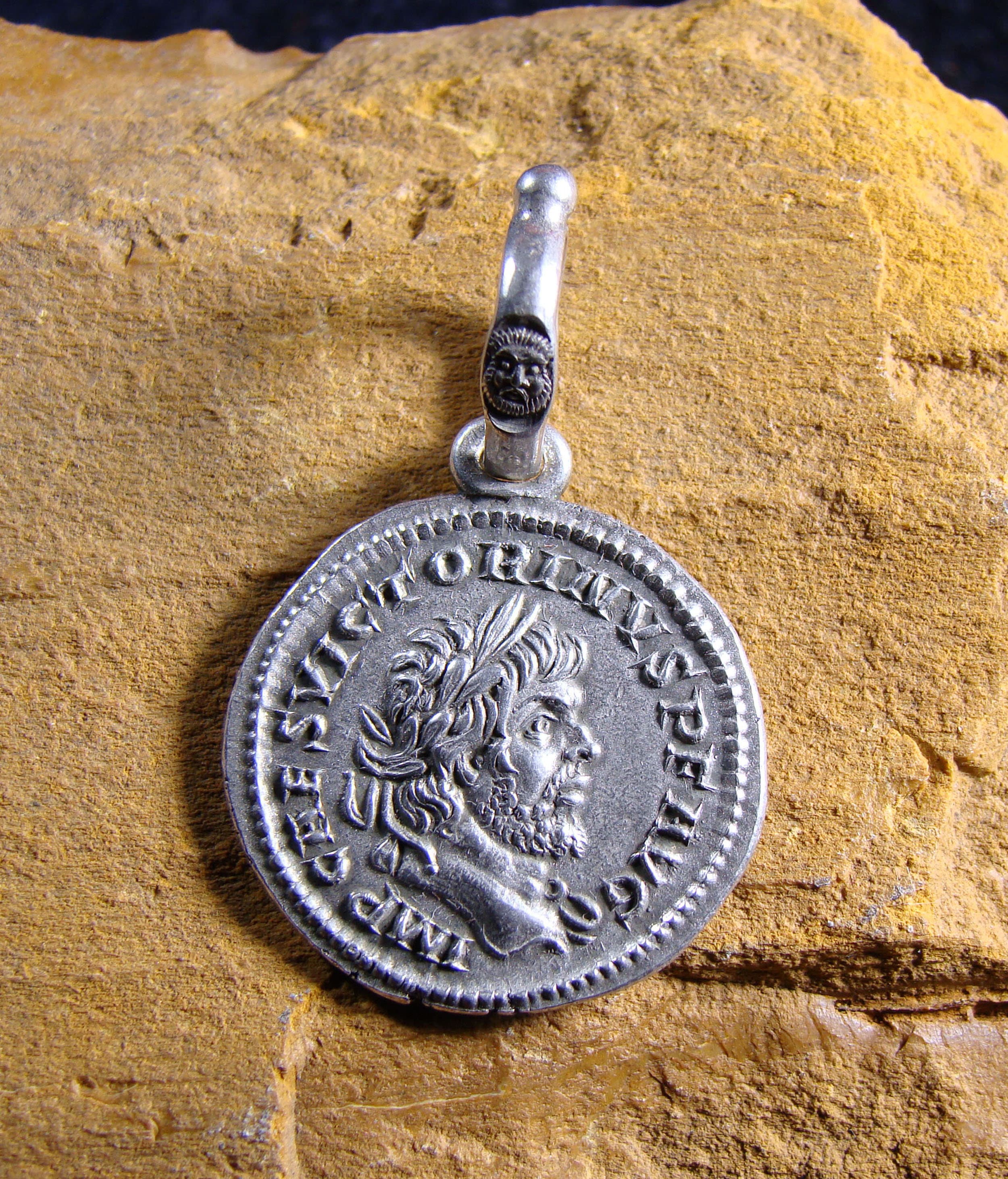 Silver Medallion with an Ancient Coin Replica Pertinax