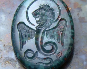 Gravure à l'héliotrope en taille-douce faite main avec Abraxas. Uniques.