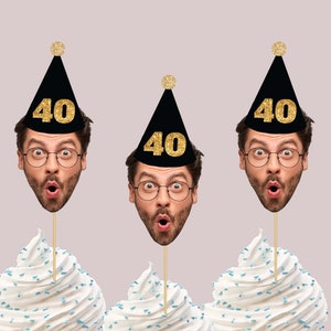 Topper per cupcake con foto personalizzate stampabili / Topper per cupcake di compleanno (QUALSIASI ETÀ) / Decorazioni per il 30° compleanno / Cupcake per il 40° compleanno / Fai da te
