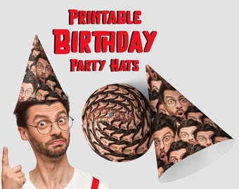 Custom Face Party Hat | Printable Party Hats | Birthday Party Hats | Hats for Parties | party preparation | DIGITAL ONLY