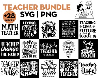 SVG-bundel voor leraar | Waardering, school, ontwerpen voor het leven (digitale download)